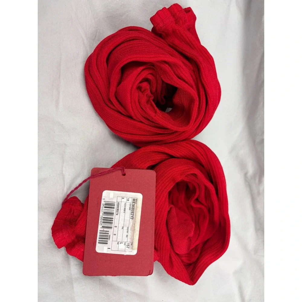 Valentino Red Ribbed Knit Tights Set of 2 Pairs Made in Italy large